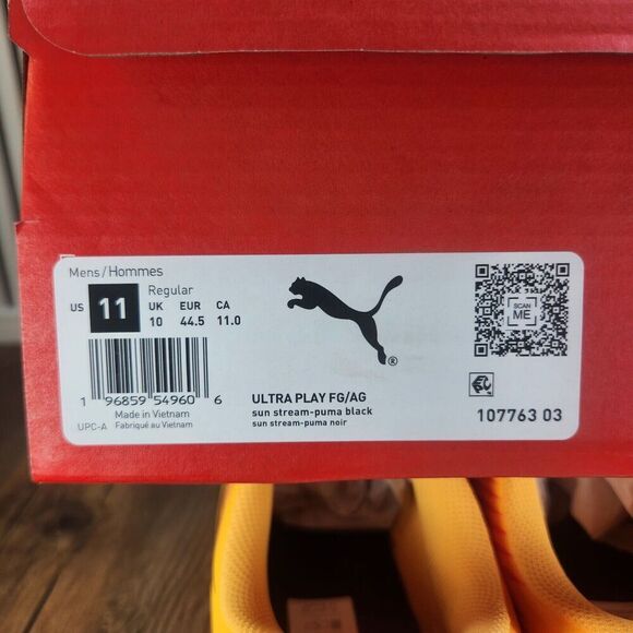 PUMA Ultra Play FG/AG Men's 11 Sun Stream Black Athletic Soccer Cleats 107763-03 - Picture 11 of 11